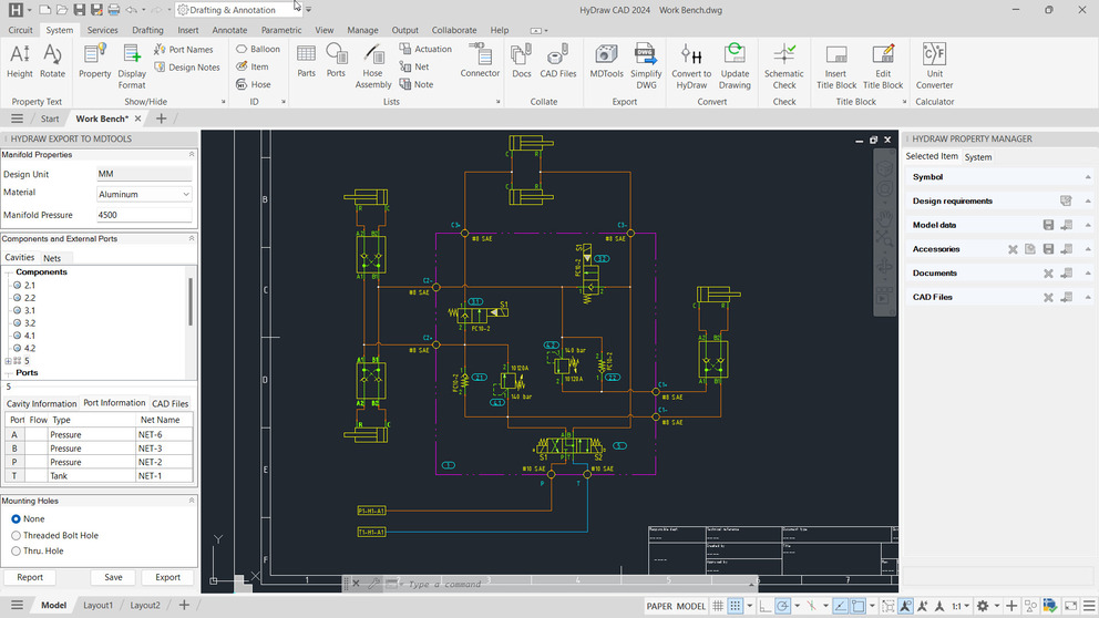 HyDraw Export to MDTools for Manifold Design