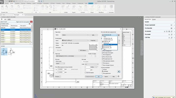 How to plot a HyDraw CAD circuit diagram