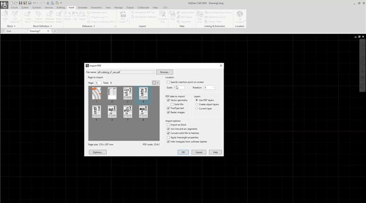 How to import a PDF and build a symbol within HyDraw CAD