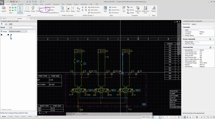 How to create a hydraulic schematic in HyDraw CAD