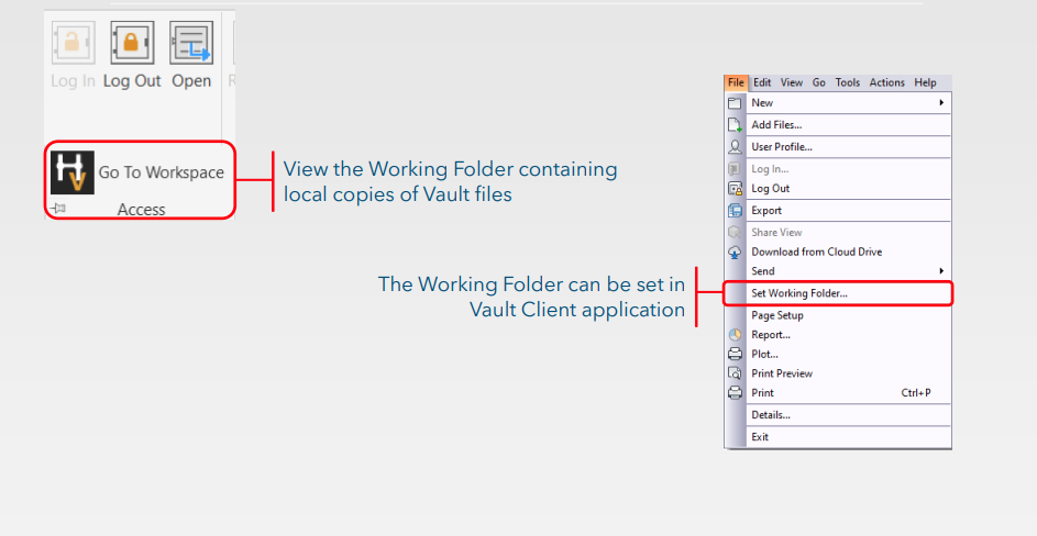 View the working Folder