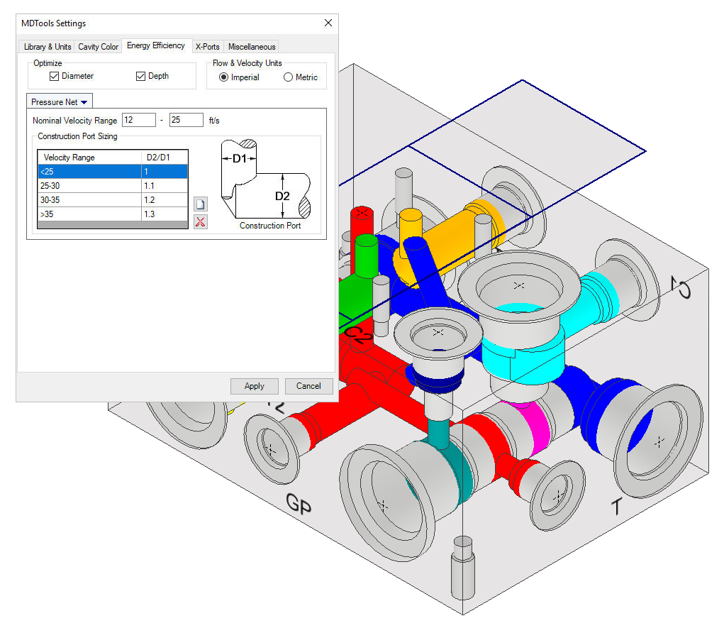 MDTools Optimize dia and depth